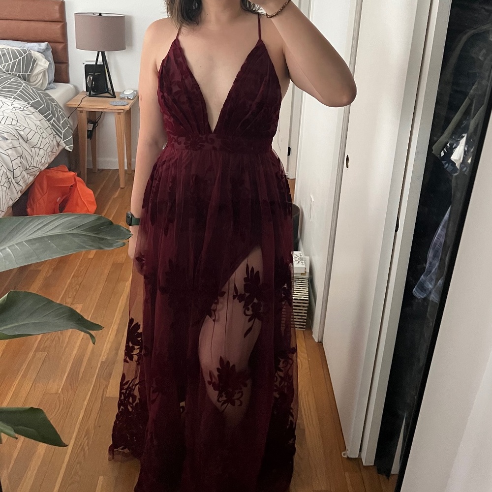 Morgan Formal Flocked Velvet Dress